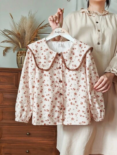 Vintaside Kids 女童碎花长袖开衫，精致配色，款式清新，适合外出、居家、休闲、聚会，春秋季