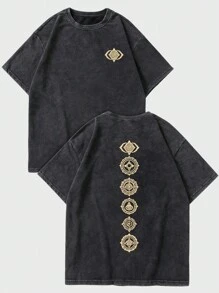 Manfinity EMRG Áo thun nam in họa tiết tuyết thường ngày, mùa hè - màu đen - Xem 1