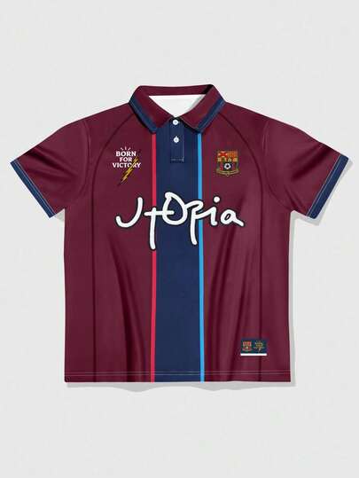 ROMWE MEN Prep 男士撞色短袖休闲半襟 Polo 衫