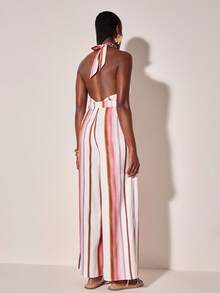 CAJUNI Women's Casual Vacation Ombre Striped Halter Jumpsuit  Elegant Jumpsuit For Women Elegant Jumpsuit For Women - Multicolor - View 2