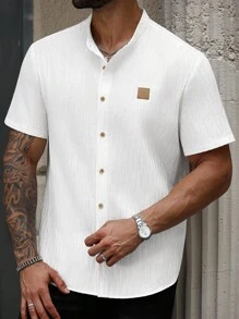 Manfinity Homme Plus Size Men's Casual Short Sleeve Shirt, Suitable For Everyday Wear - White - View 6