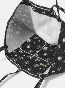 LOONEY TUNES X SHEIN Tas Bahu Fashion Bermotif Kartun Kapasitas Besar - Hitam - View 8