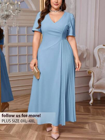 Firerie Plus Size Women's Elastic Ruched Flared Casual Dress, Loose And Comfortable For Dates And Parties, Spring/Summer