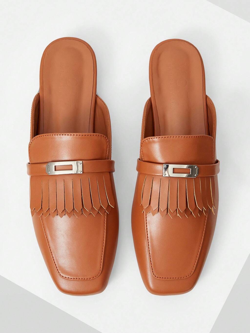 WOMEN'S MULE SLIP-ON POINTED TOE FRINGE FLAT SANDALS