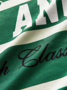 AXEPEAK Men Plus Size Casual Colorblock Striped Long Sleeve Polo Shirt, Fall - Green - View 5