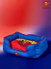 SUPERMAN X PETSIN 1pc Printed Removable & Washable Pet Bed Cushion, Comfortable For Cats & Dogs, All Season