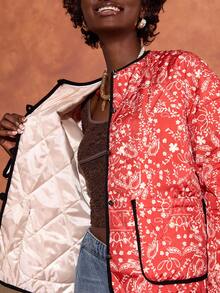 EURMUSE SUPER FASHION QUILTED BOMBER JACKET AOP - Multicolor - View 4