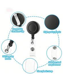SHEIN Giá đỡ thẻ ID có thể thu gọn - Bao đựng thẻ PVC chống thấm nước kèm dây đeo, dành cho giáo viên/nhân viên văn phòng. - màu đen - Xem 5