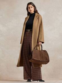 Briarwyn Einfarbiger Taillengürtel, eleganter Pendler-Mantel mit doppelseitiger Wolle, Langarm-Stil für Damen im Herbst und Winter, Lässig-Outfits für Damen, Business-Casual - Kastanienbraun - Übersicht 1