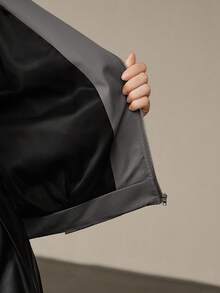 Uhlyne Oversized Comfortable Women Jacket With Collar And Pleated Design, Casual Commuter Style Fall Winter Cloth For Women