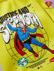 SUPERMAN X PETSIN 1pc Cartoon Illustration Print Raglan Sleeve Cat & Dog Pet Friendly Crew Neck Comfortable T-Shirt