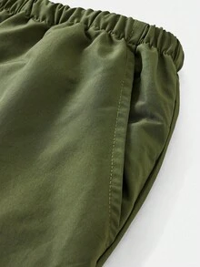 SHEIN Loose Casual Comfortable Mid-Waist Cargo Pocket Straight Leg Pants For Teen Girls Fall Winter - Army Green - View 8