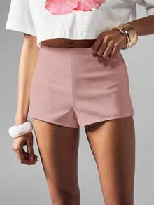 MISSGUIDED 高腰定制夏季短裤休闲日常修身迷你短裤度假海滩派对巡航装优雅都市短裤 - 粉色 - 查看 4