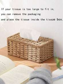 SHEIN 1pc Handmade Woven Tissue Box, Oriental Zen Minimalist Style For Living Room, Bedroom, Office - Multicolor - View 9