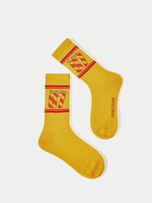 HARRY POTTER X SHEIN 1双女士舒适数字图案中筒袜 - 黃色 - 查看 3