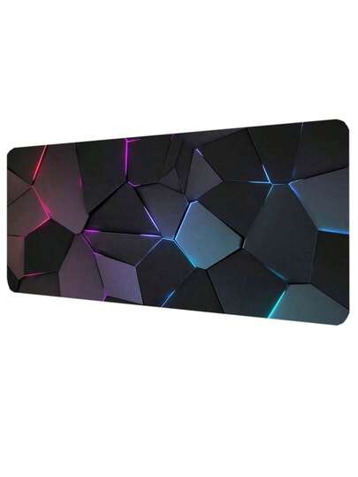 SHEIN 1pc Extra Large Cool Geometric Pattern Mouse Pad, Gaming Keyboard Mat, Office Desk Pad, Rubber Non-Slip Bottom, Stitched Edge, Washable, Scratch Resistant Back To School