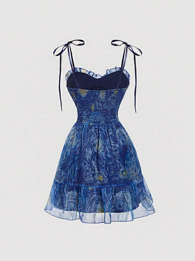 SHEIN MOD Blue Van Gogh Starry Sky Painting Print Long Dress For Women,  Party Dress, Multipiece Dress Set, Floral Dress For Women, Elegant Dresses  For Women, Three Wear Dress, Elegant Dresses For