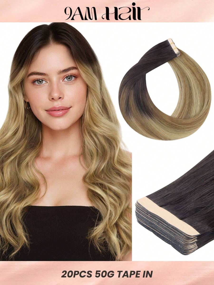 20 件直发接发带 100% 真人雷米真人发 14-24 英寸天然高品质 50 克/包适用于沙龙丝滑无缝隐形 PU 接发带 - S2/4/22 - 查看 1