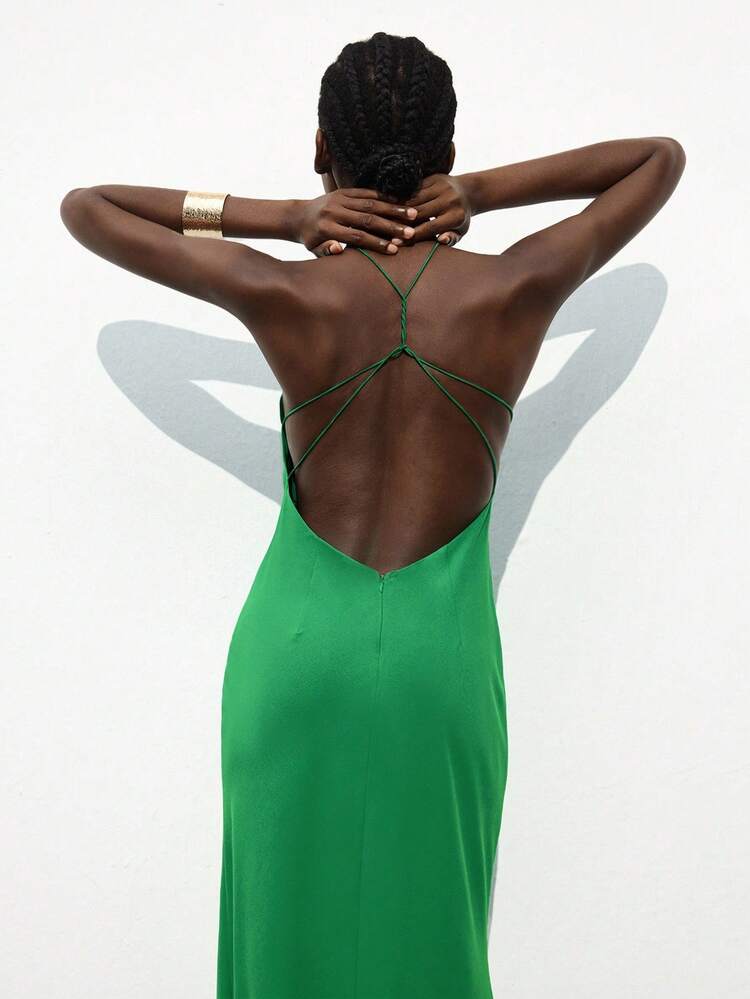 emerald green dress backless Maija Women's Elegant Evening Dress,Backless Criss-Cross Twist Rope Summer Party Night Outfits,St Patrick's Day Beach Vacation Easter Low Iron If Needed sizeFilter-16 Santimon Men's Glitter Loafers Color:Jet