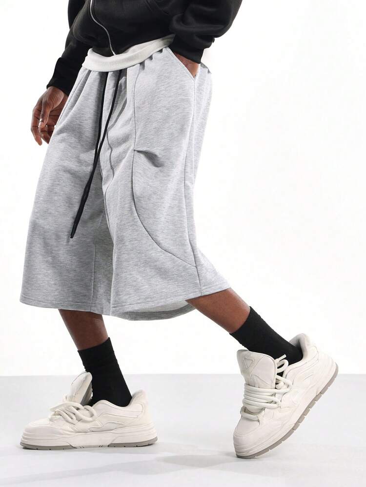 Wide Leg Knee Length Jorts With Elastic Waist