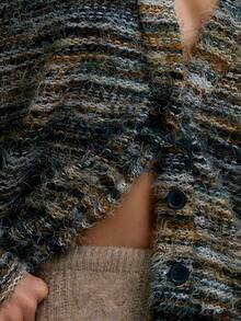 MUSERA Cárdigan texturizado oversize, jersey de punto a rayas casual para aeropuerto y vacaciones, tops oversize elegantes para fiestas de noche, suéter de invierno elegante para primavera y vacaciones - Multicolor - Ver 6