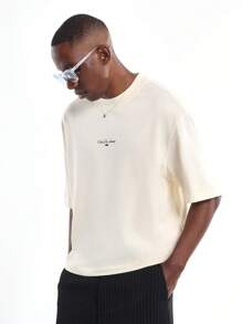 SUMWON Club De Samurai Script Logo Oversized Cotton Tee Classic Minimalist Streetwear Fashion Casual Urban Basic Essential Plain - 杏色 - 查看 2