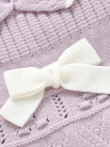 Baby Mädchen Pullover Co-Ords, modisch lässig süß Langarm Rüschenkragen mit Schleife Dekor gestrickter Pullover und passende gestrickte Leggings 2-teiliges Set, weicher Stoff geeignet für täglichen Gebrauch, Ausflüge, Reisen, Urlaub, Zuhause, Kinderbetreuung und Baby Mädchen Spiel, Baby lila Outfit Baby Mädchen Winter Sets Flieder Baby Mädchen Outfit Baby Mädchen gestrickte Outfits Neugeborene Baby Mädchen gestricktes Outfit - Mauve - Übersicht 4