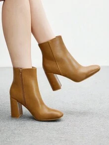 CUCCOO BIZCHIC Giày bốt cổ cao đế dày cơ bản mới cho nữ - màu nâu - Xem 3
