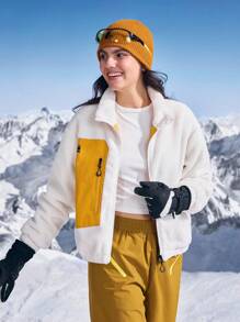 In My Nature Women Outdoor Fleece Winter Coats Winter Thermal Thick Warm Fleece Jackets, Winter Jacket Women's Casual & Outdoor Jacket Outdoor Hiking Jacket Women's Casual Jacket, Thermal Coats, Fall Winter Jacket, Thick Jacket KEEP WARM, Winter Coats Women Athleisure Jacket, White And Orange Jacket With Side Pocket, Warm Jacket Fashionable Jackets, Back To School, Pumpkin Jacket, Halloween