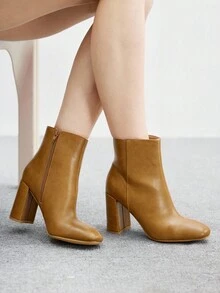 CUCCOO BIZCHIC Giày bốt cổ cao đế dày cơ bản mới cho nữ - màu nâu - Xem 4