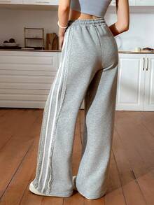 EURMUSE Lace-Trimmed Elegance With A Sparkle Touch Glamorous Details Shine With Every Step Rhinestone Accents Meet Delicate Lace Statement Pants With Feminine Edges Dazzle In Every Move Touch Of Lace, Hint Of Glam Perfect Balance Of Bold And Elegant Sparkle Up Your Style With Lace Details - Grey - View 2
