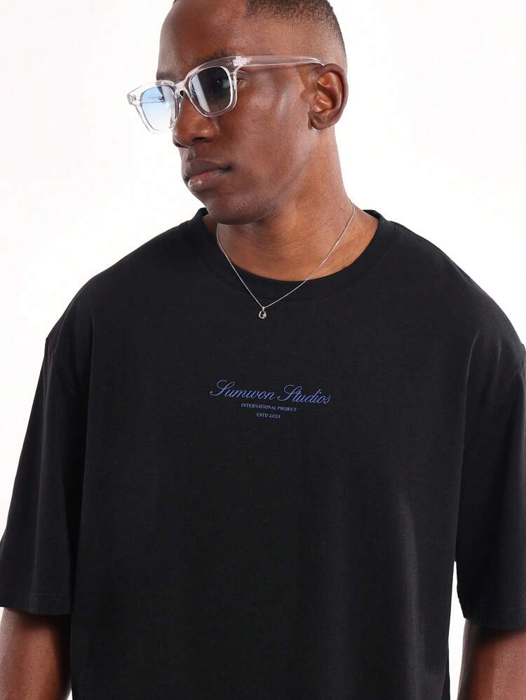 Oversized T Shirt With Brand Script Logo