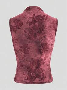 SHEIN Clasi Áo nữ không tay xếp ly dáng ôm vừa vặn - Hồng - Xem 2