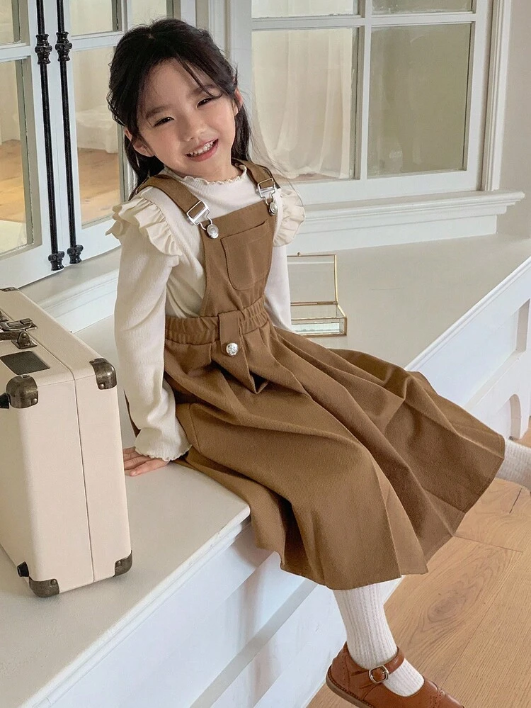 Young Girls Casual Versatile Loose Mid-Length Suspender Dress Fall/Winter