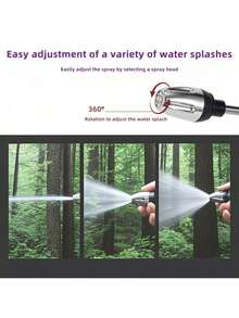 SHEIN 1pc Portable High Pressure Car Water Gun With 3/4 Inch And 1/2 Inch Quick Connect Adapters Multi Functional Garden Hose Nozzle Adjustable Thickened Rod Spray For Car Cleaning And Pet Washing - Multicolor - View 8
