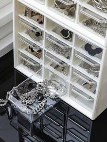1pc Multi-Layer DIY Beads Jewelry Storage Display Box, Plastic Clear Box Practical Convenient Supplies, Gift For Valentine's Day Back To School - White - View 3