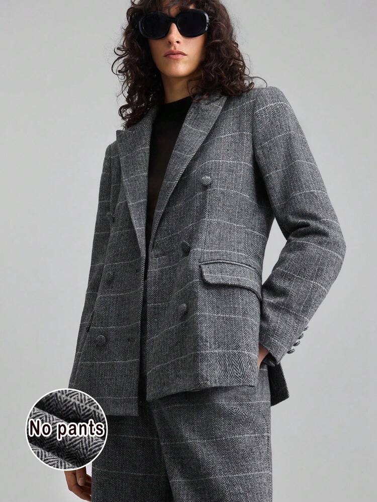 2025年秋冬新品，波西米亚风格商务休闲复古优雅百搭服饰，纳什维尔服装，复活节、圣诞节服装，女士纯色系带背心，适合通勤、商务休闲、婚礼宾客，优雅秋冬西装外套，格子西装，英伦风格 - 灰色 - 查看 6