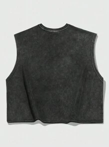 ROMWE MEN Goth Men's Gothic Print Loose Cropped Snowflake Tank Top, Halloween, 2000s Style