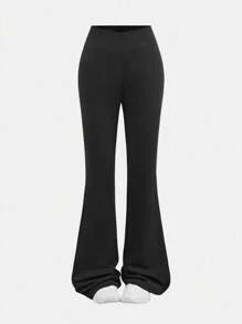 Girlism 2pcs Tween Girl Solid Color Asymmetric Waist Flare Pants Set, Back To School, Fall, Winter - Multicolor - View 9