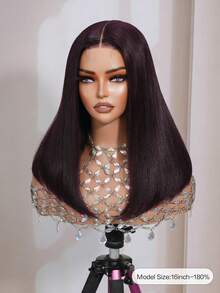 99jA Burgundy 2x6 Bob Wig 100% Human Hair Lace Front 180% Density Short Straight Transparent Lace Pre Plucked Baby Hair Install Adjustable Straps Breathable Cap Heat Resistant For Women - 99JA - View 3