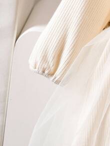 SHEIN 女婴提花荷叶边下摆多层薄纱长袖连衣裙，秋冬