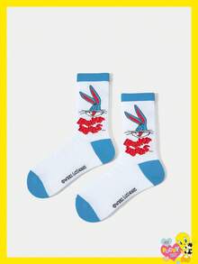 LOONEY TUNES X SHEIN 1 Đôi tất cổ cao họa tiết hoạt hình nhiều màu sắc dành cho nữ - Nhiều màu - Xem 1