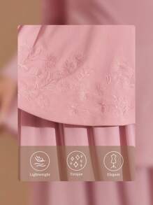 Amorya Women's New Off Shoulder & Chiffon Skirt 2 Pieces Set, Pink, Elegant For Daily Wear, Autumn Elegant Midi Dress Pink Chic Autumn - Pink - View 5