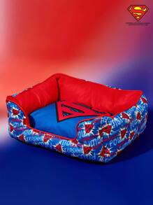 SUPERMAN X PETSIN 1pc Printed Removable & Washable Pet Bed Cushion, Comfortable & Fashionable For Cats And Dogs, Suitable For All Seasons