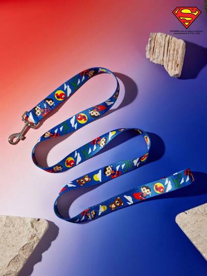 SUPERMAN X PETSIN 1 Peça Guia para Cachorro Durável com Estampa de Desenho Animado Super Bebê