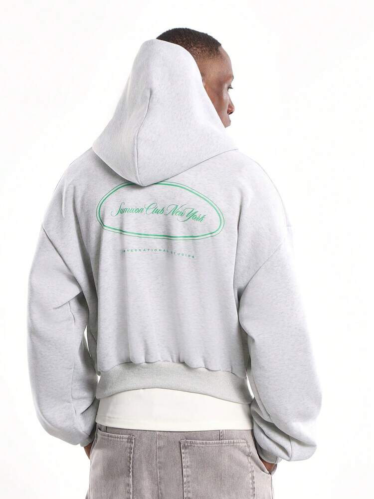 Cropped Pullover Hoodie With Script Logo Print