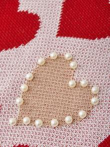 Chiquease 仿珍珠装饰心形针织套头衫，适合秋冬季穿着 - 白色 - 查看 11
