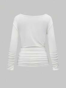 ROMWE Grunge Punk 复古垃圾摇滚藤蔓十字围脖领可变换弹性褶饰女式吊带背心 - 白色 - 查看 2