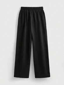 ROMWE Goth Conjunto de 2 piezas de sudadera con estampado de leopardo y pantalones con cordón - Negro - Ver 8