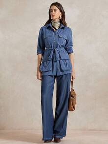 Briarwyn Women's Fashion Street Style Flap Pocket Belted Lightweight Jacket, Winter Jacket,Office Outfits For Women ,Fall Clothes For Women,Winter Clothes For Women - Navy Blue - View 7